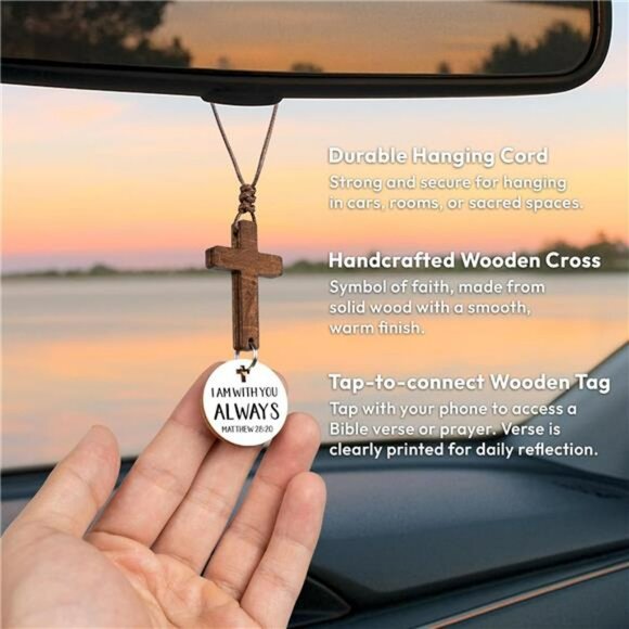 Christian cross car mirror hanging ornament rearview bible verse car accessory - Picture 3 of 7